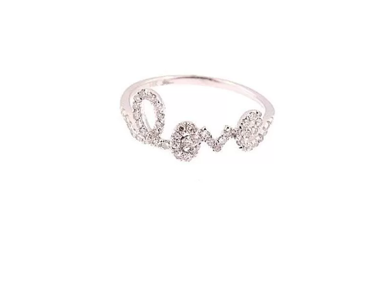 14K Gold Diamond LOVE Ring