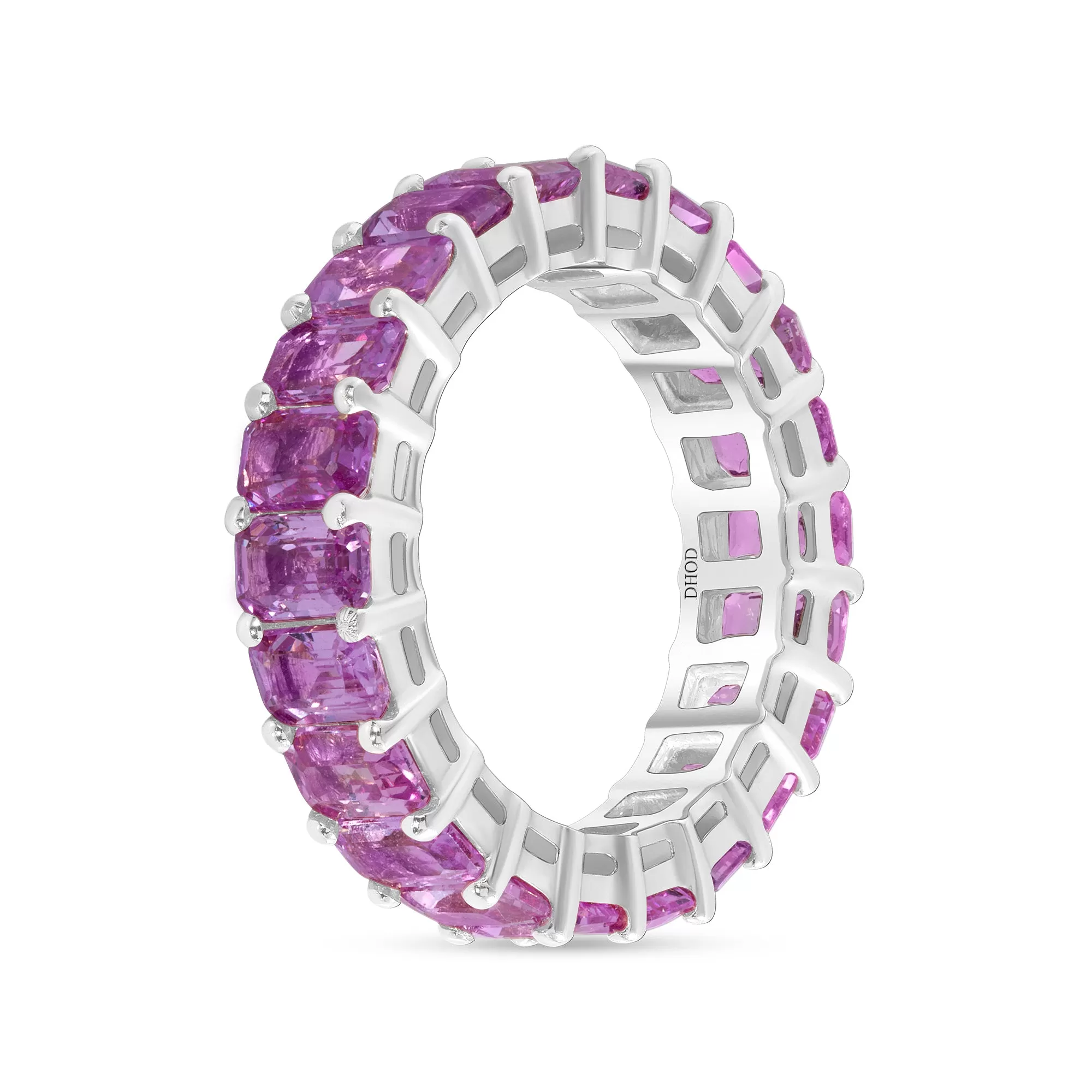 14K Gold Pink Sapphire Radiant Eternity Band