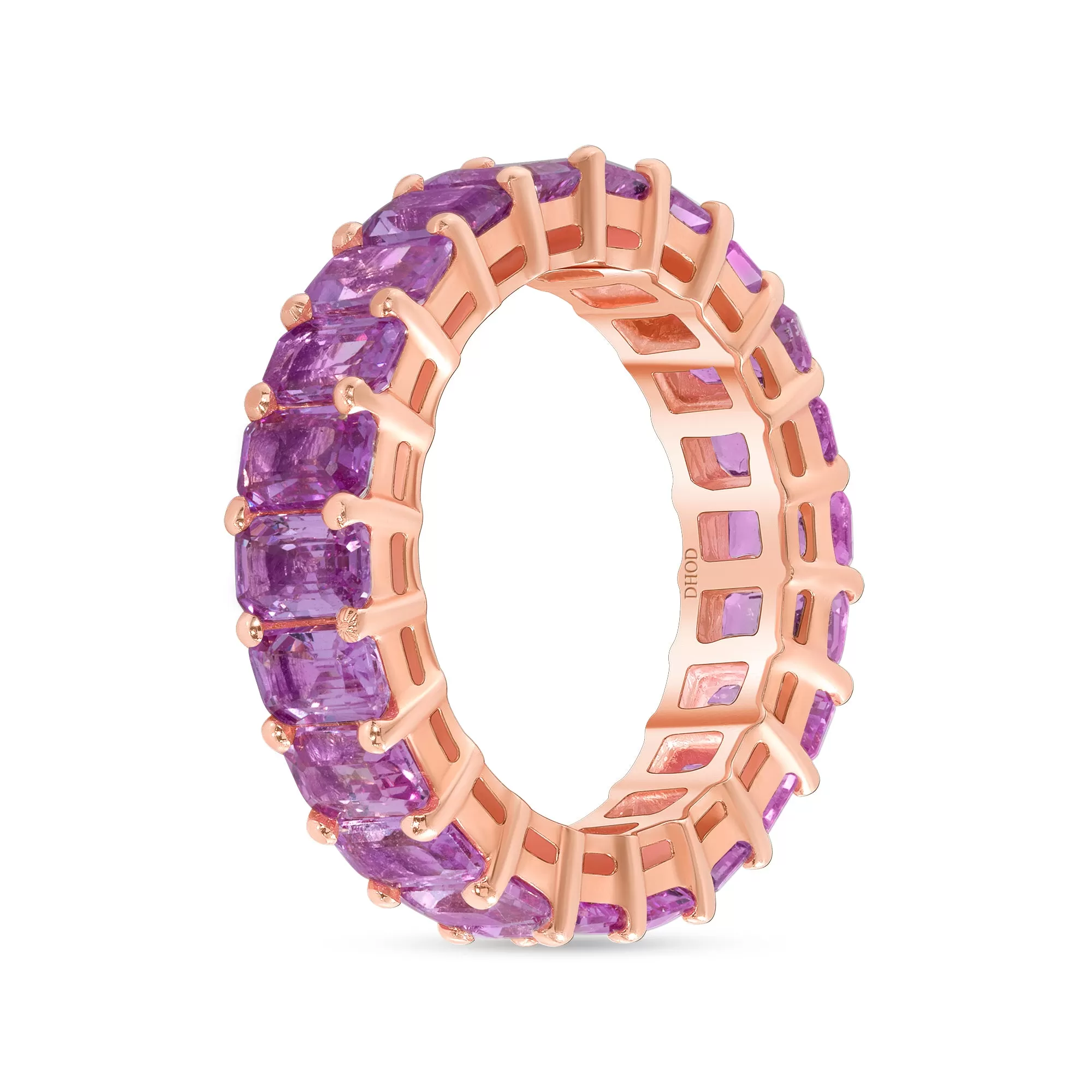 14K Gold Pink Sapphire Radiant Eternity Band