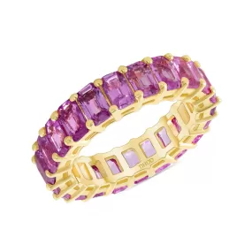 14K Gold Pink Sapphire Radiant Eternity Band