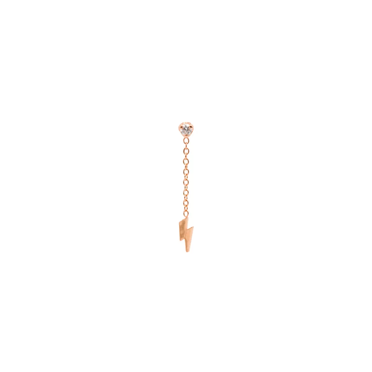 14k Itty Bitty Lightning Bolt & Diamond Short Chain Drop Earring