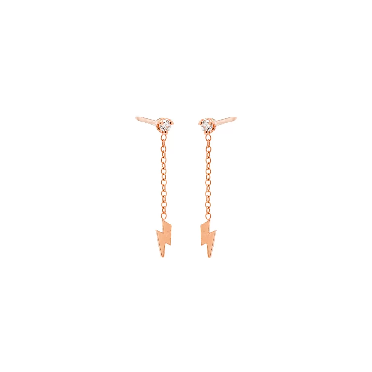 14k Itty Bitty Lightning Bolt & Diamond Short Chain Drop Earring