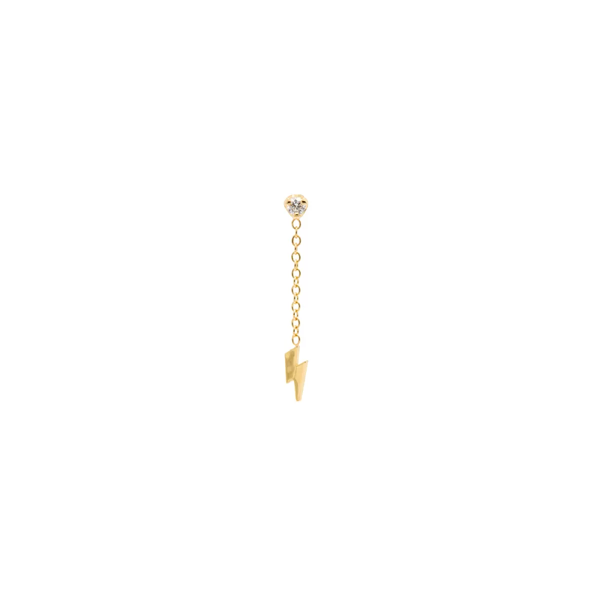 14k Itty Bitty Lightning Bolt & Diamond Short Chain Drop Earring