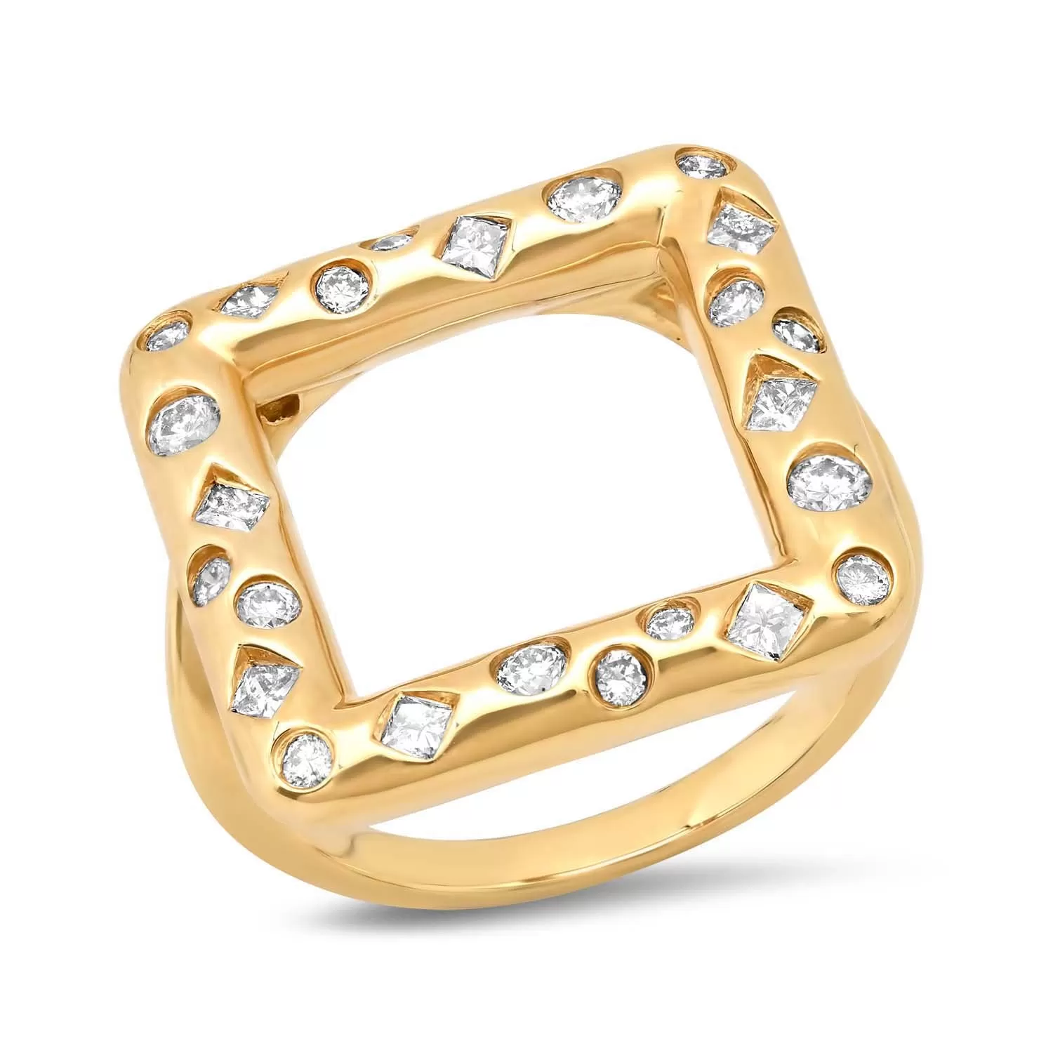 14K YG Maman Square Diamond Ring