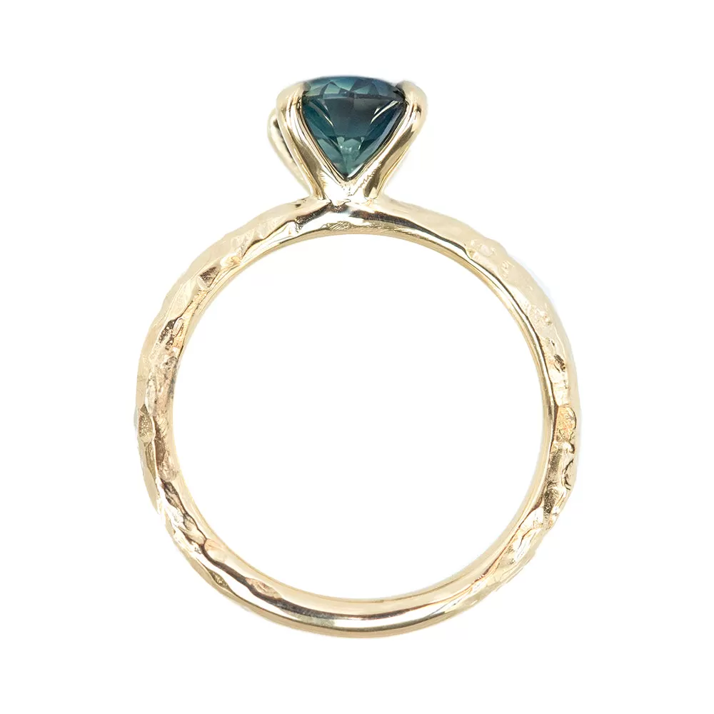 1.68ct Oval Blue Sapphire Evergreen Solitaire Ring In 14k Yellow Gold