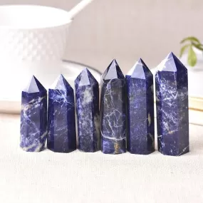 1pc Natural Crystal Point Sodalite Healing Obelisk Wand