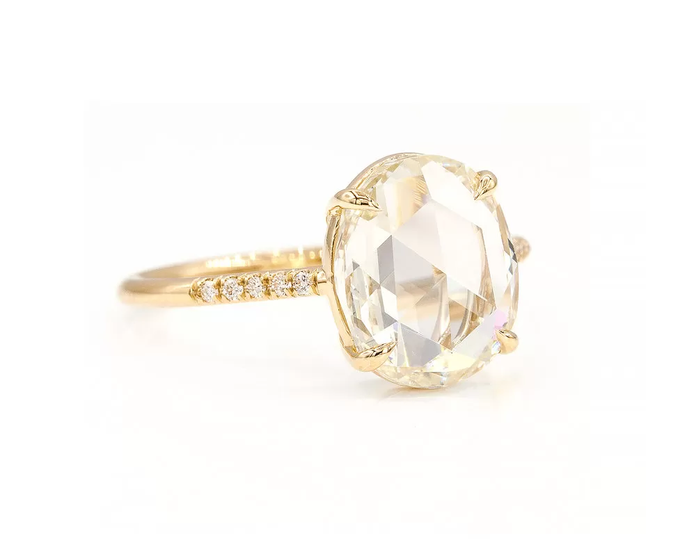 3.34-Carat Rose Cut Oval Solitaire