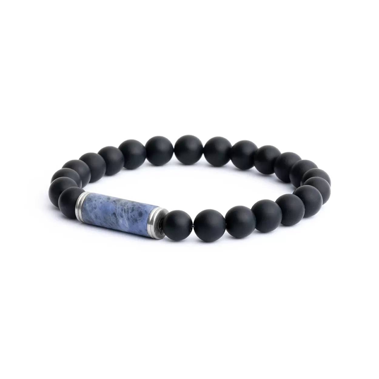 8mm beaded bracelet with a beautiful Blue Jeremejevite stone