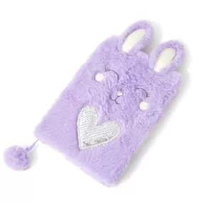 Accessorize London Girl's Purple Fluffy Bunny Notebook