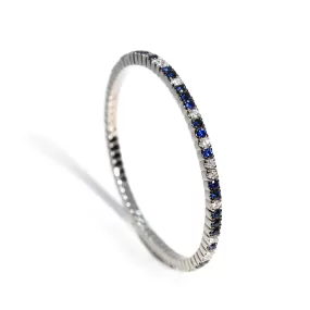 AFJ Gemstone Collection - Blue Sapphire and Diamond Flex Bracelet, 18k White Gold