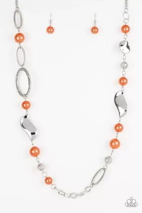 All About Me Orange and Silver Necklace - Paparazzi Accessories