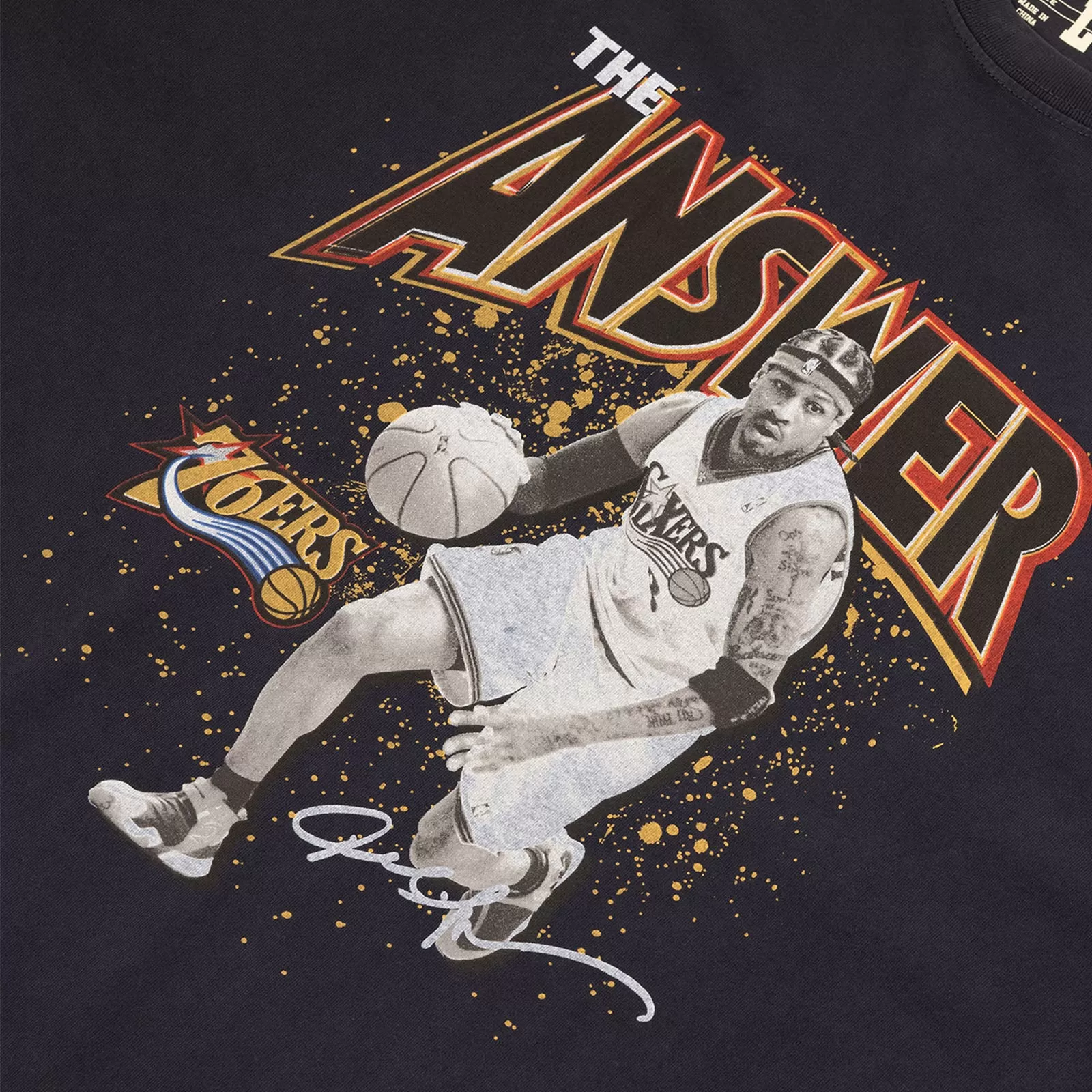 Allen Iverson Philadelphia 76ers Photo Splash Tee - Faded Black