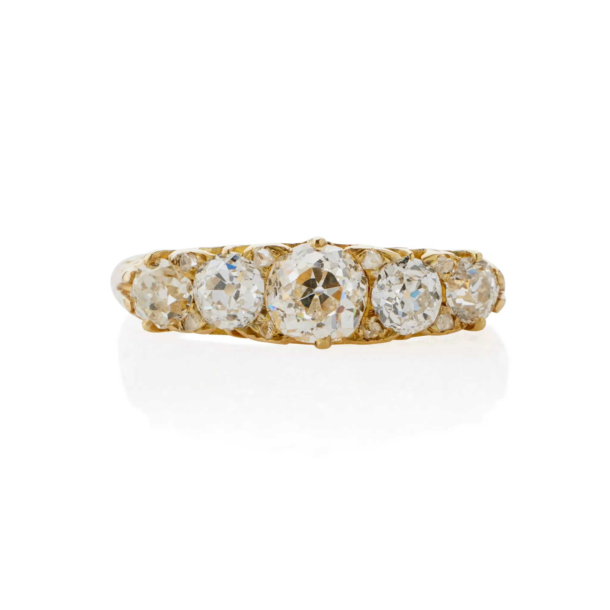 Antique 18K Gold and Diamond Five Stone Ring