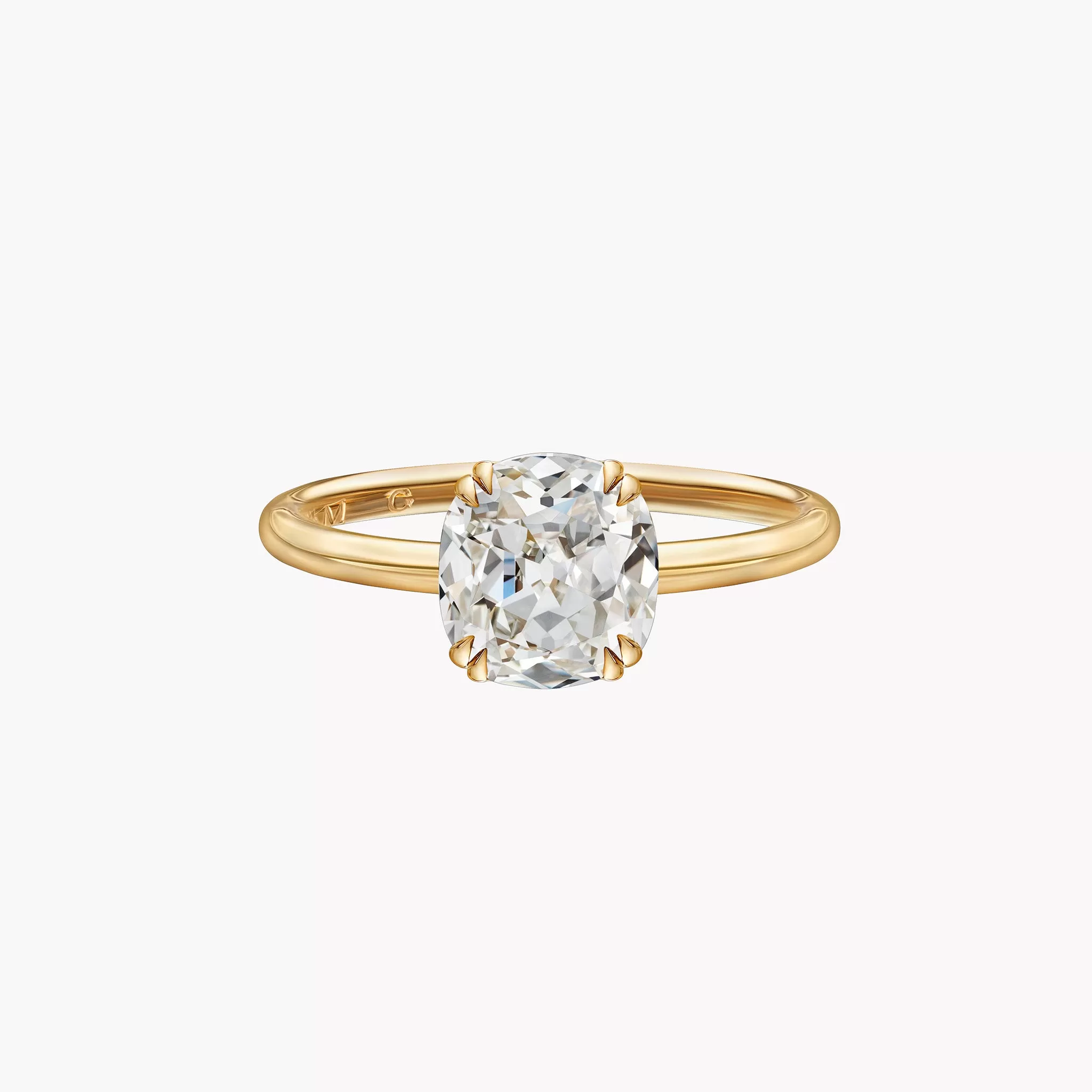 Antique Cut Cushion Solitaire Engagement Ring