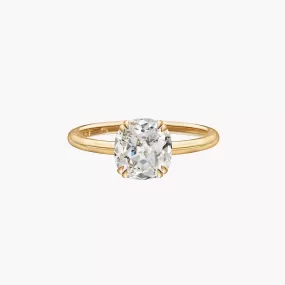 Antique Cut Cushion Solitaire Engagement Ring