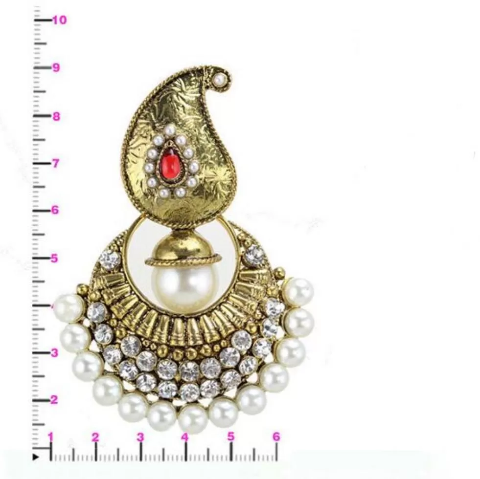 Antique Golden Indian Style Pearls Drop Jhumka Earring