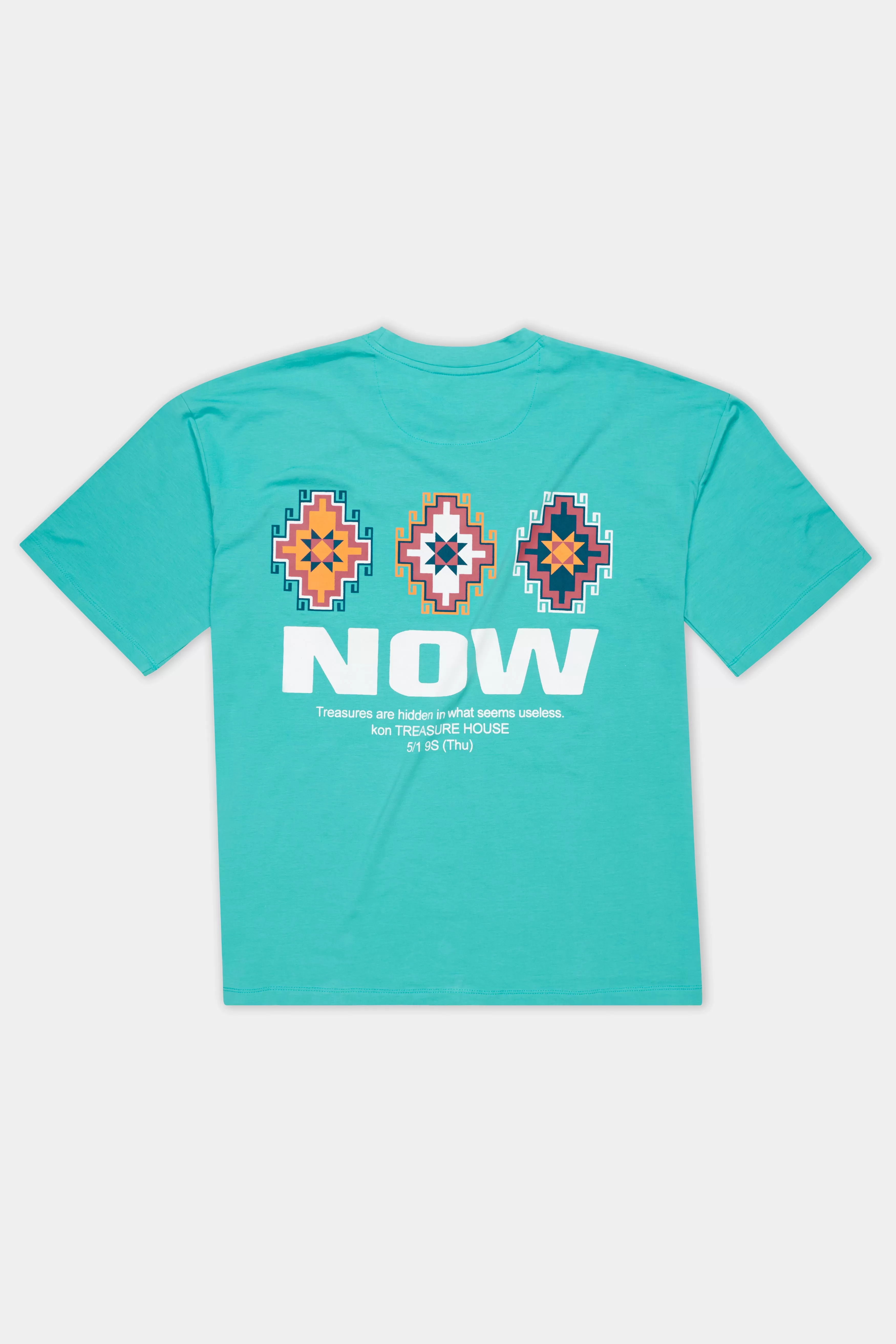 Aqua Blue Printed Premium Cotton Oversized T-shirt