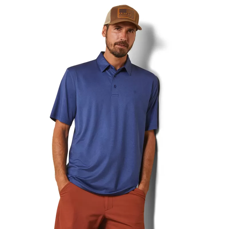 'Ariat' Men's Charger 2.0 Polo - Cloudburst Blue