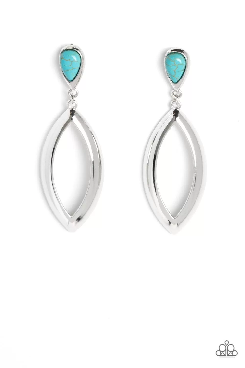 Artisan Anthem Turquoise Blue Stone & Silver Earrings - Paparazzi Accessories