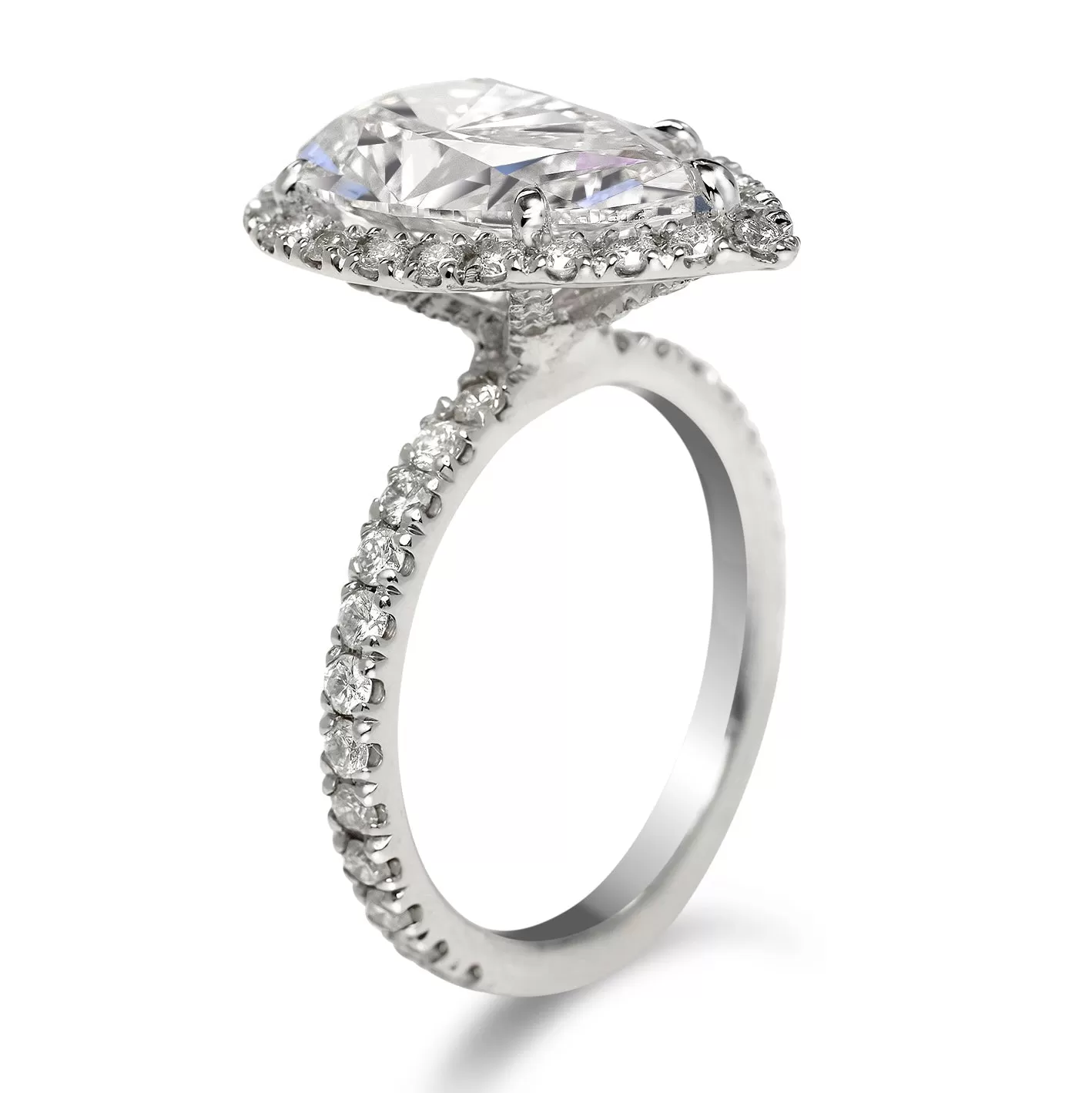 BELLA 4 Carat Pear Shape D Color VVS1 Clarity Diamond Engagement Ring Platinum GIA CERTIFIED 3 ct D VVS1 BY MIKE NEKTA