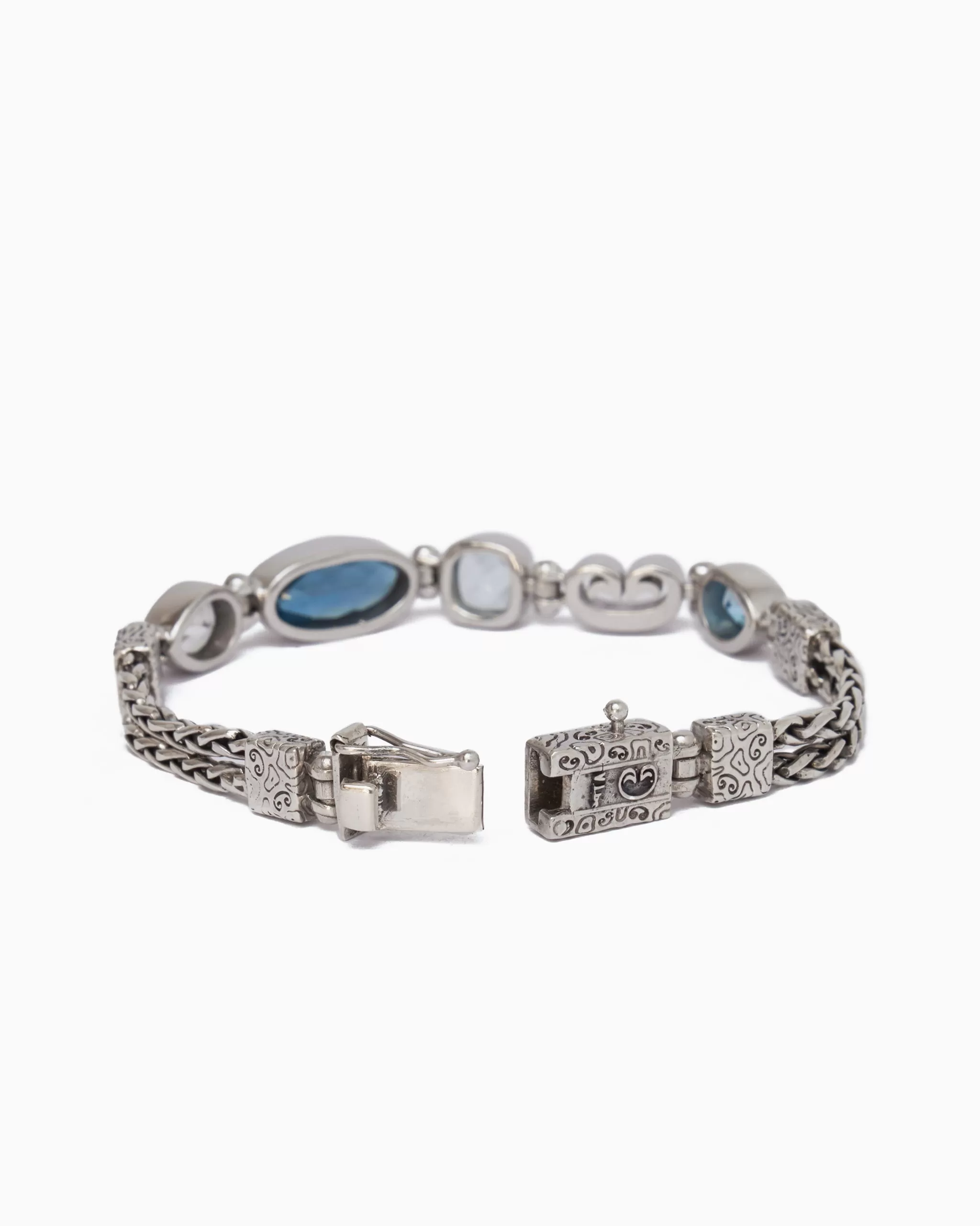 Blue Ocean Link Bracelet with Stones & Petroglyph