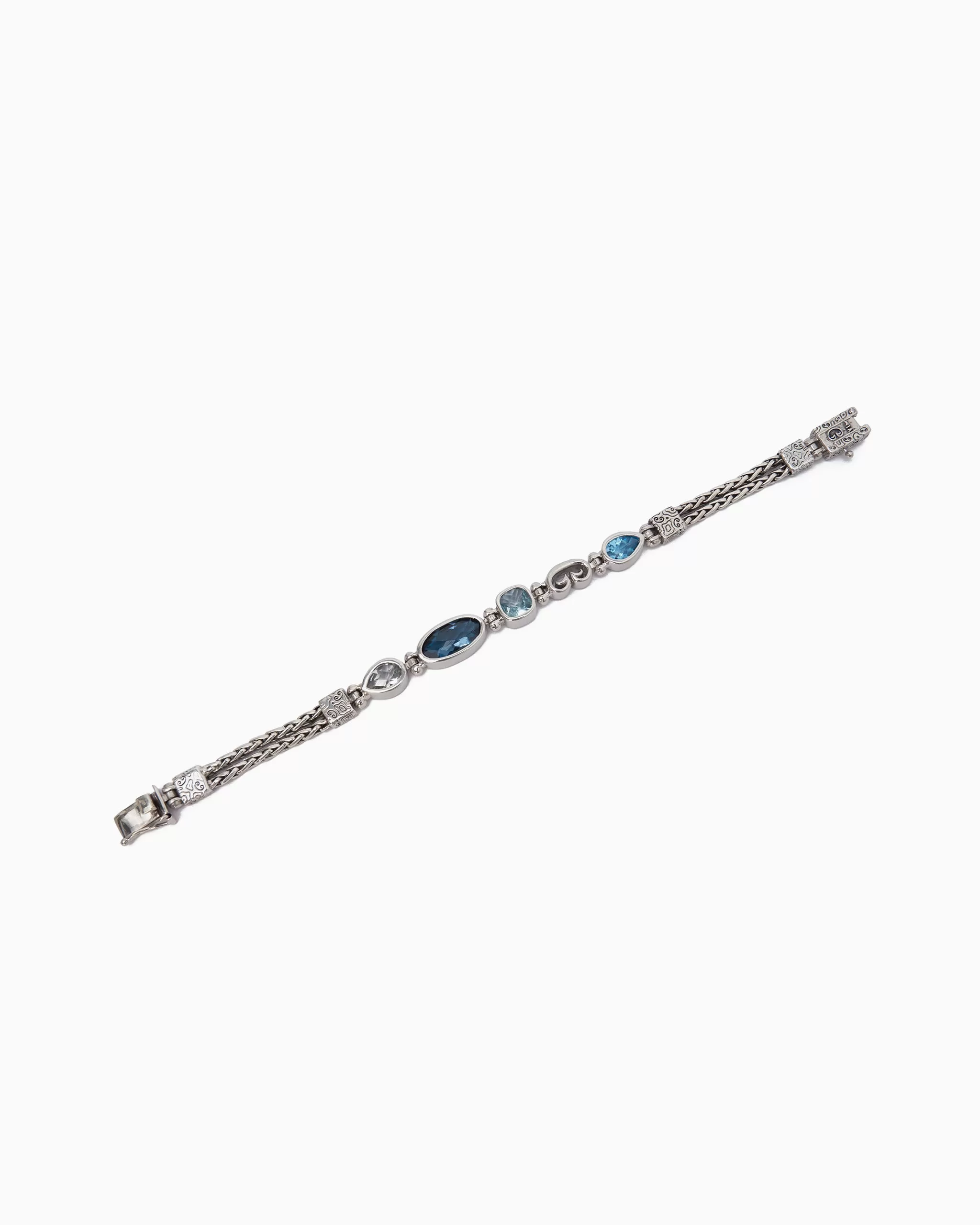 Blue Ocean Link Bracelet with Stones & Petroglyph