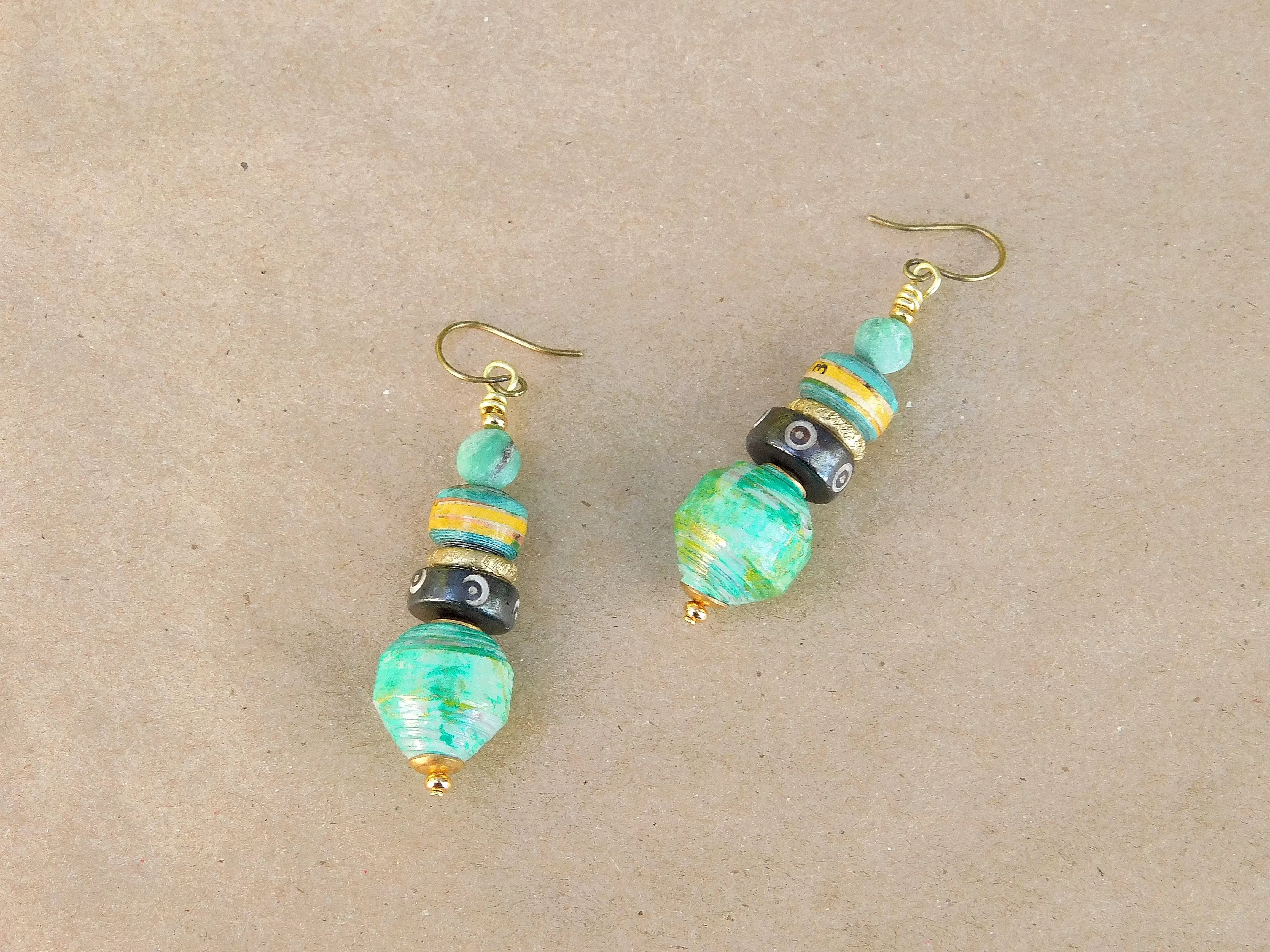 Boho Style Paper Bead Earrings