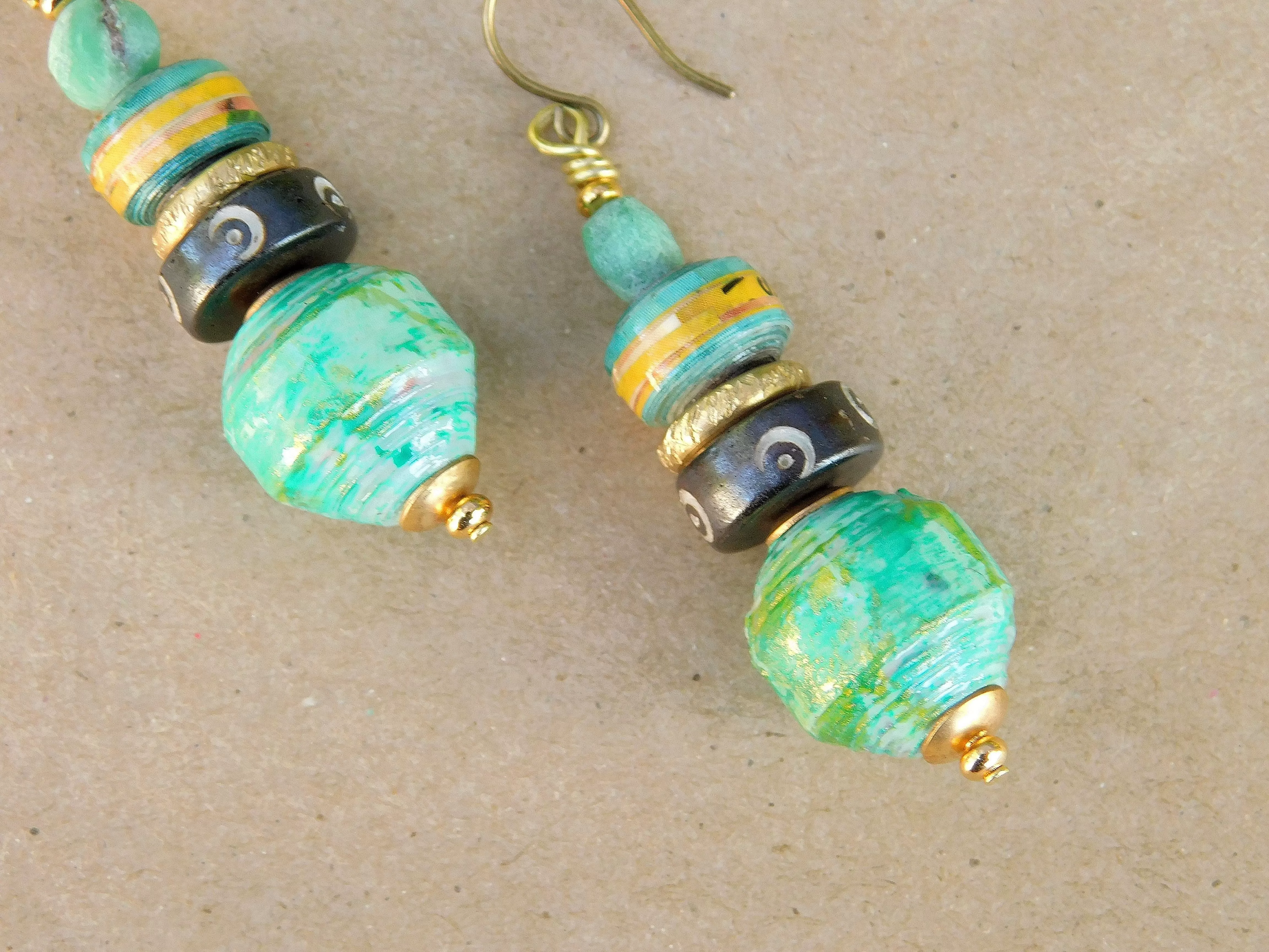 Boho Style Paper Bead Earrings