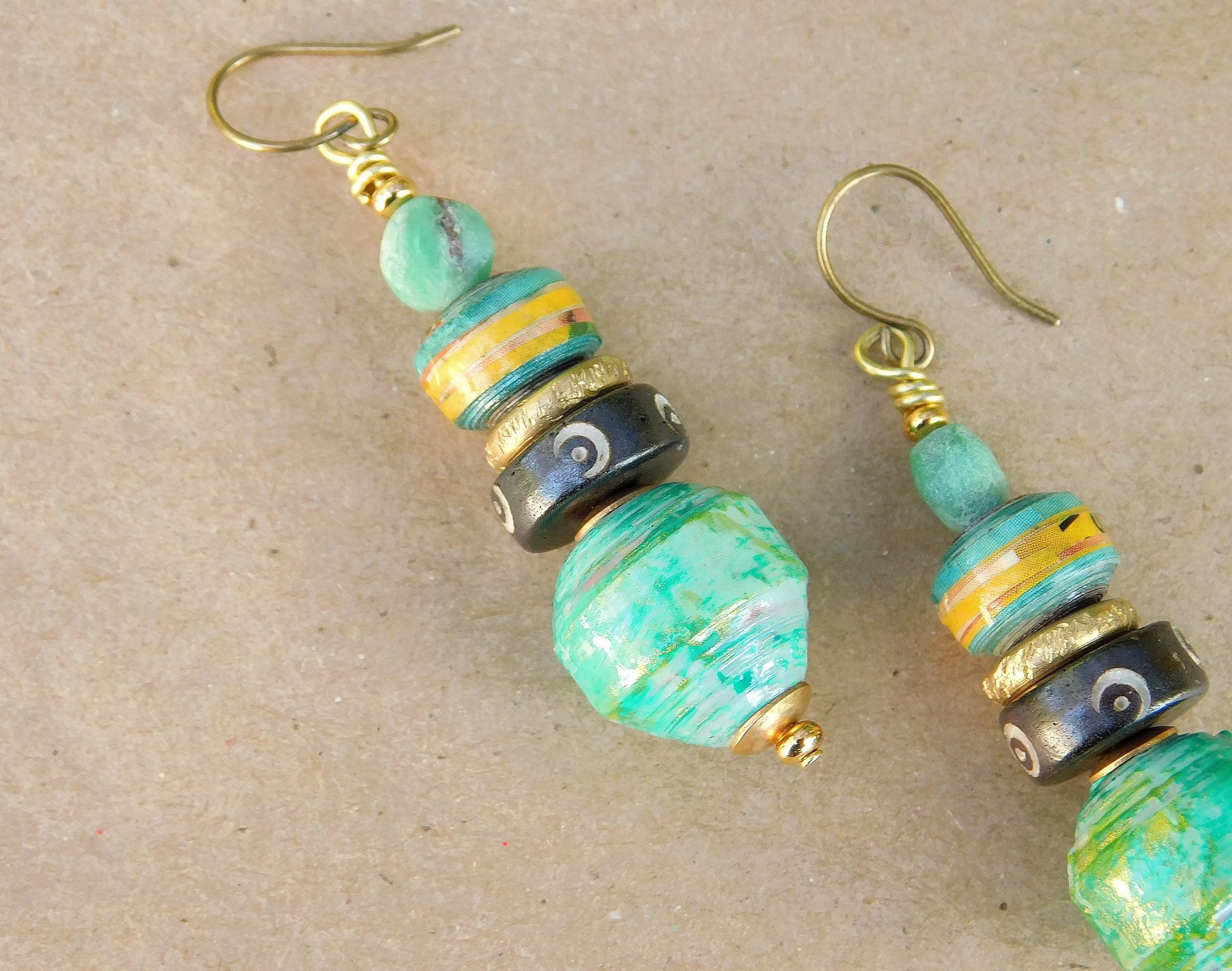 Boho Style Paper Bead Earrings