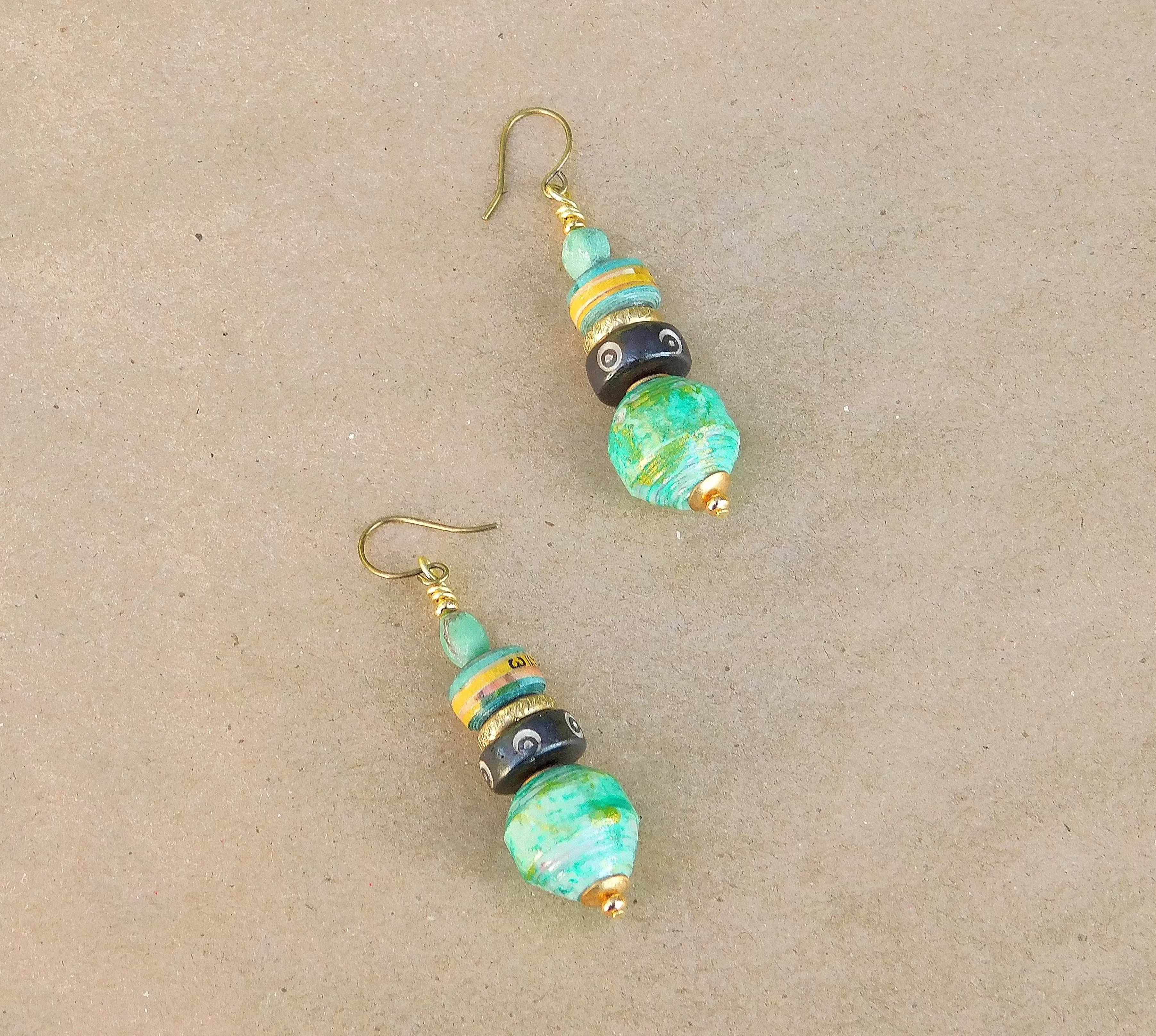 Boho Style Paper Bead Earrings