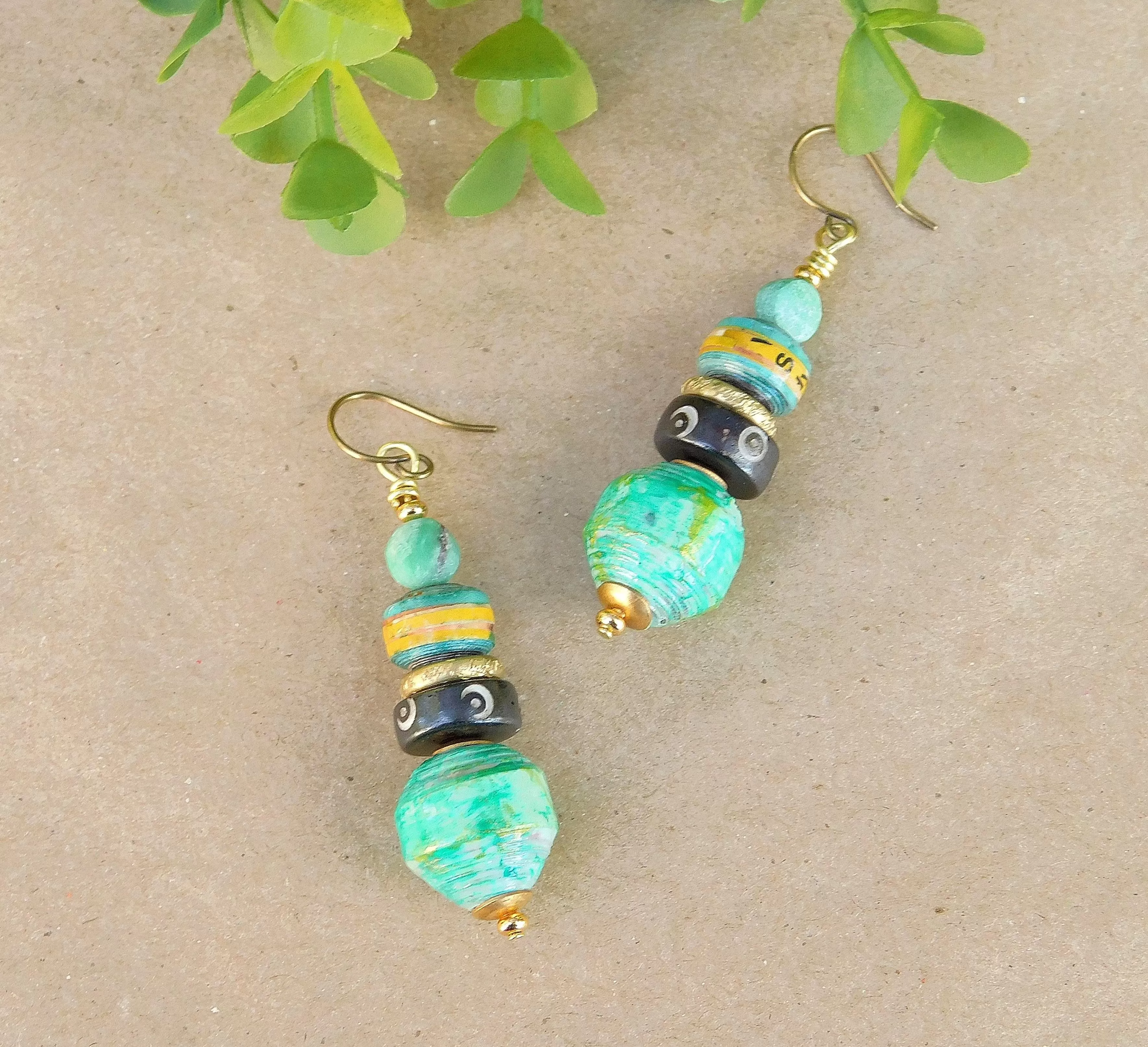 Boho Style Paper Bead Earrings