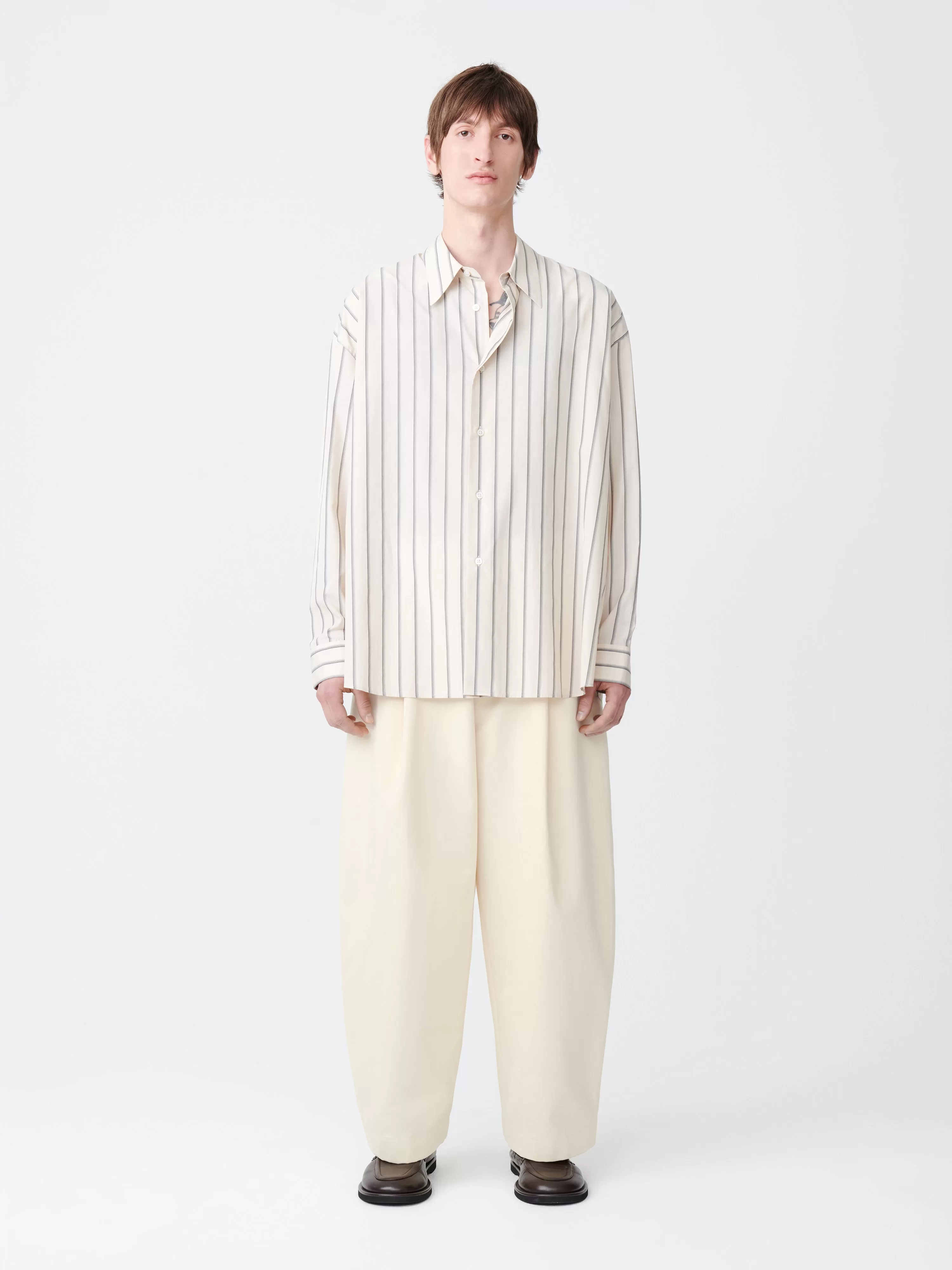 Bridges Peached Cotton Twill Pant in Cream