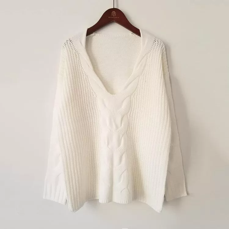 CABLE-KNIT & WOVEN BLEND SWEATER