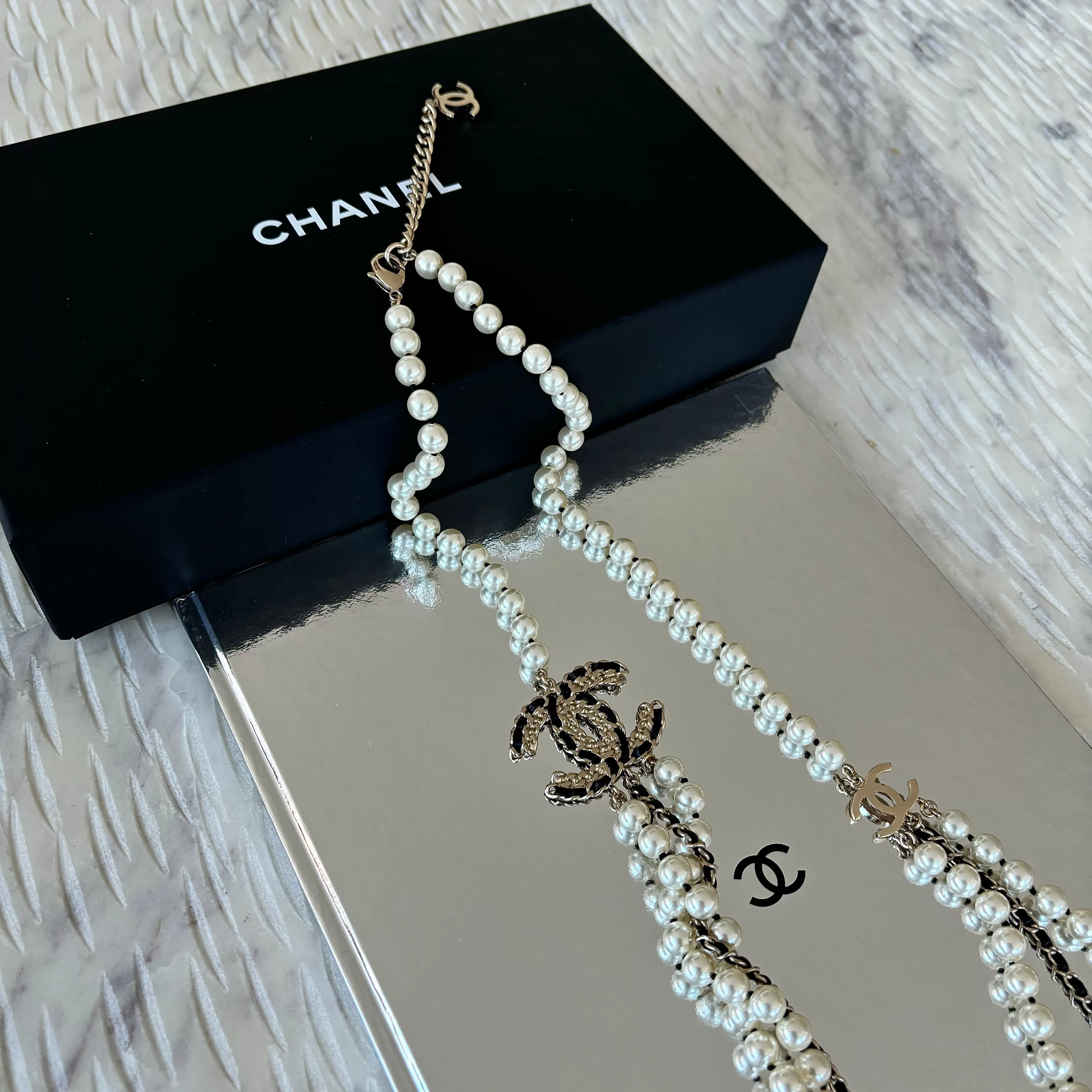 Chanel Long Pearl CC Necklace