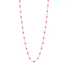 Classic Gigi Pink necklace, White Gold, 19.7"