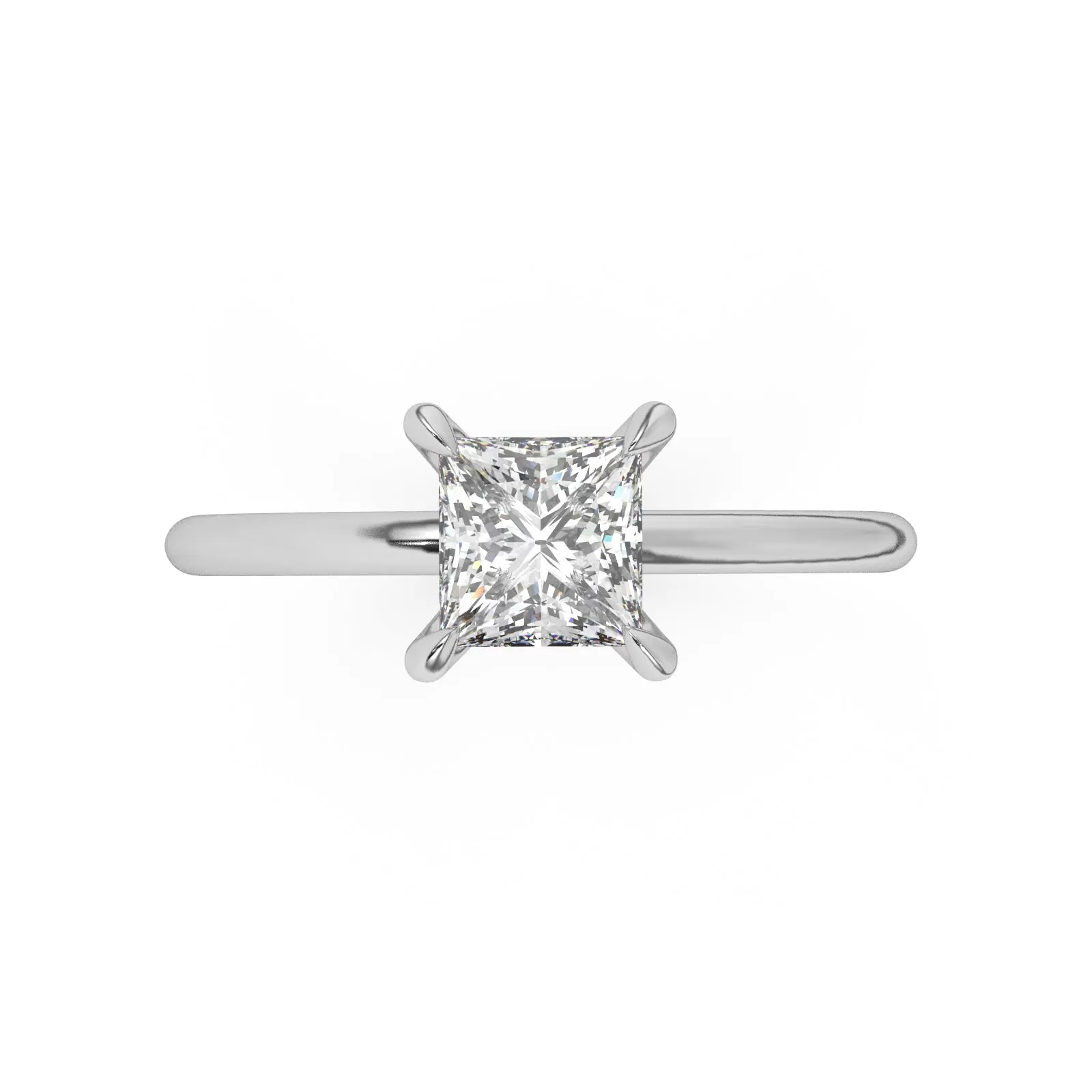 Classic Hidden Halo Princess Cut Engagement Ring