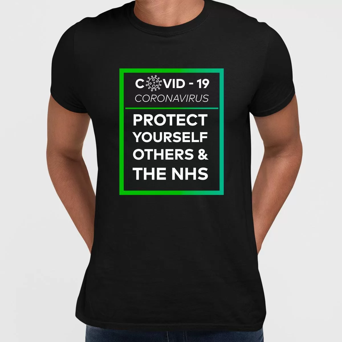 Covid19 Protect yourself others and the NHS - Black White & Black T-shirt