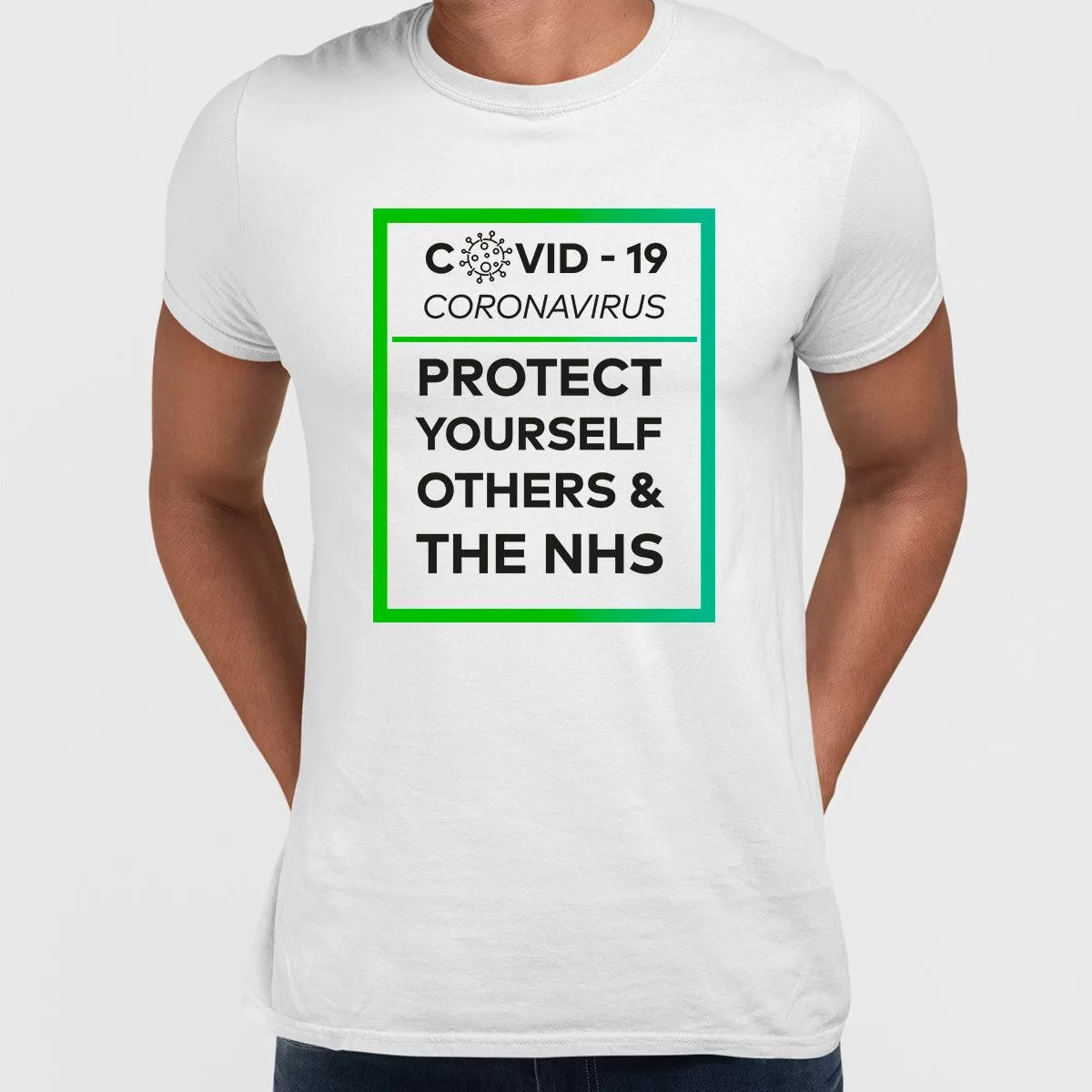 Covid19 Protect yourself others and the NHS - Black White & Black T-shirt