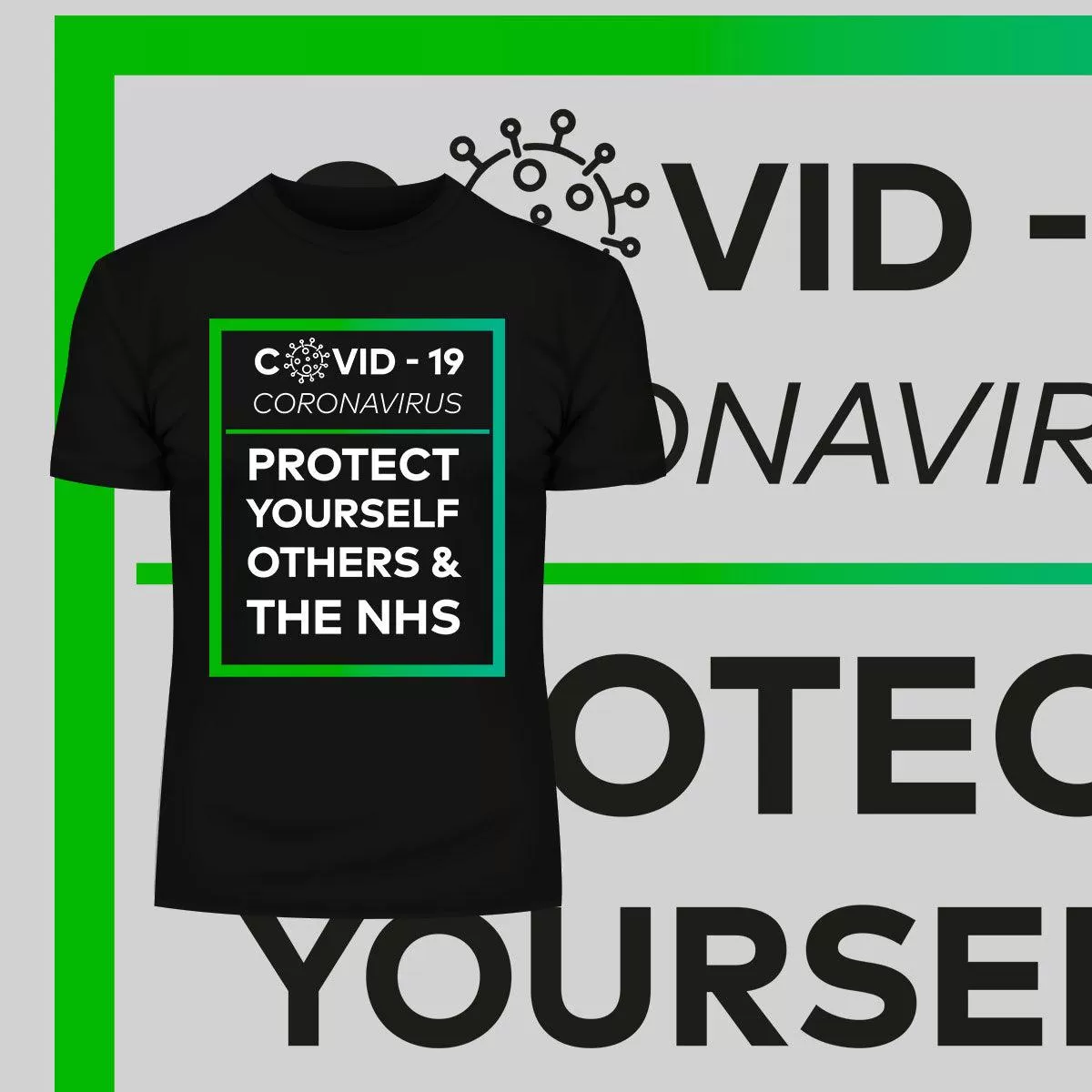 Covid19 Protect yourself others and the NHS - Black White & Black T-shirt