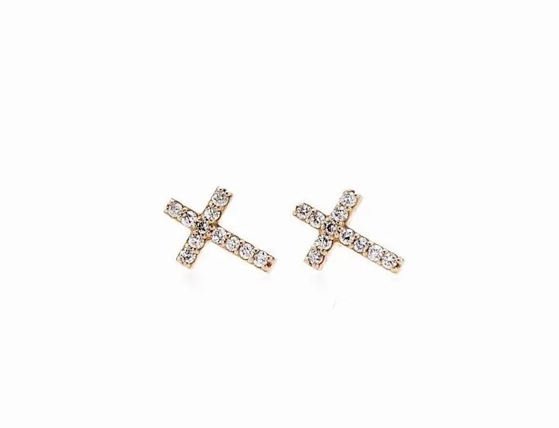 Cross Diamond Earring (0.12Ctw)