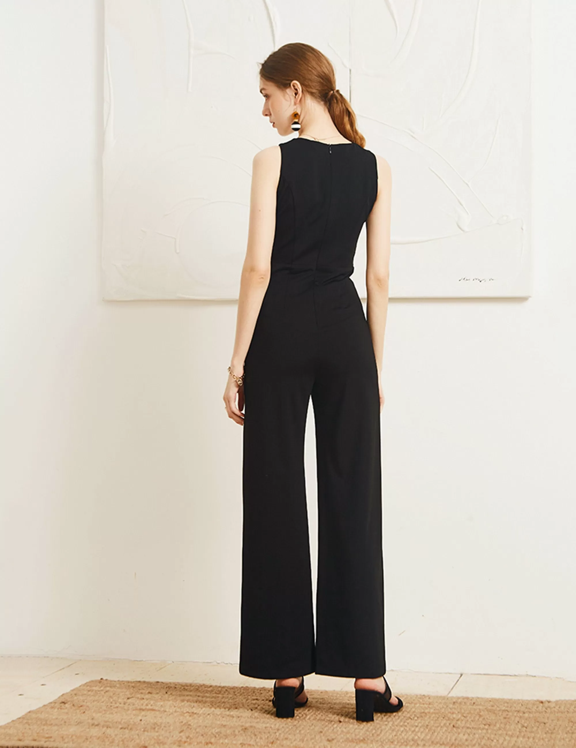 Crystal Colorblock Black White Sleeveless Jumpsuit