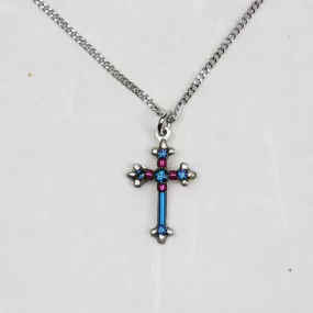 Dainty Bermuda Blue Cross Necklace