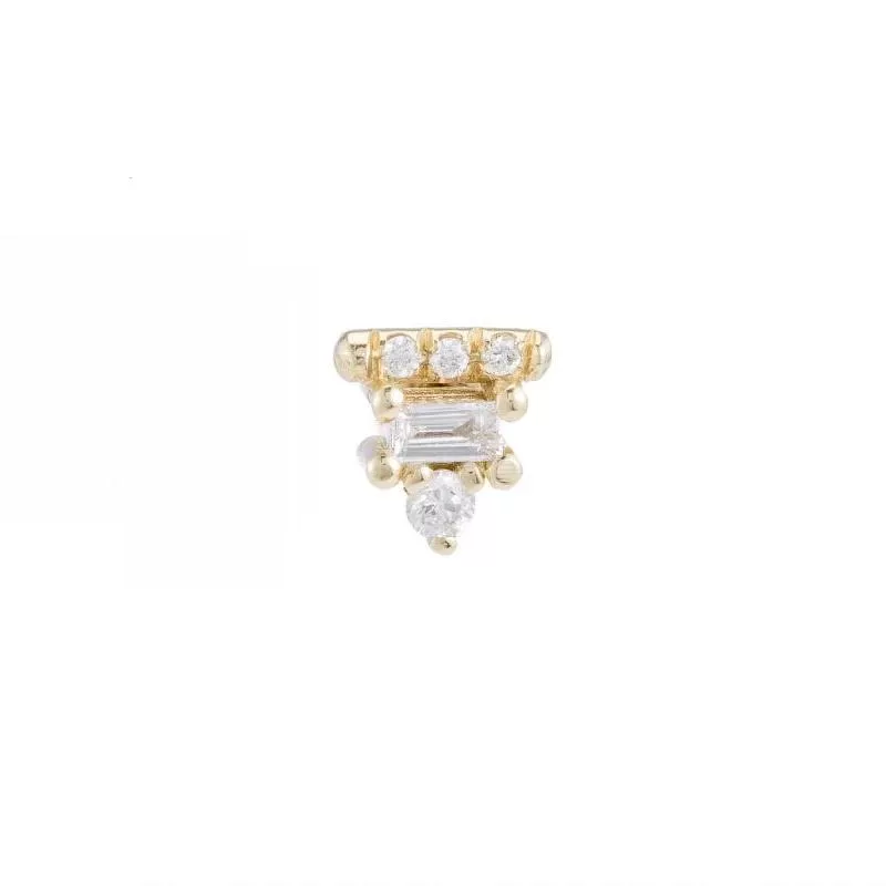 Diamond Baguette Bar Stud (Single)