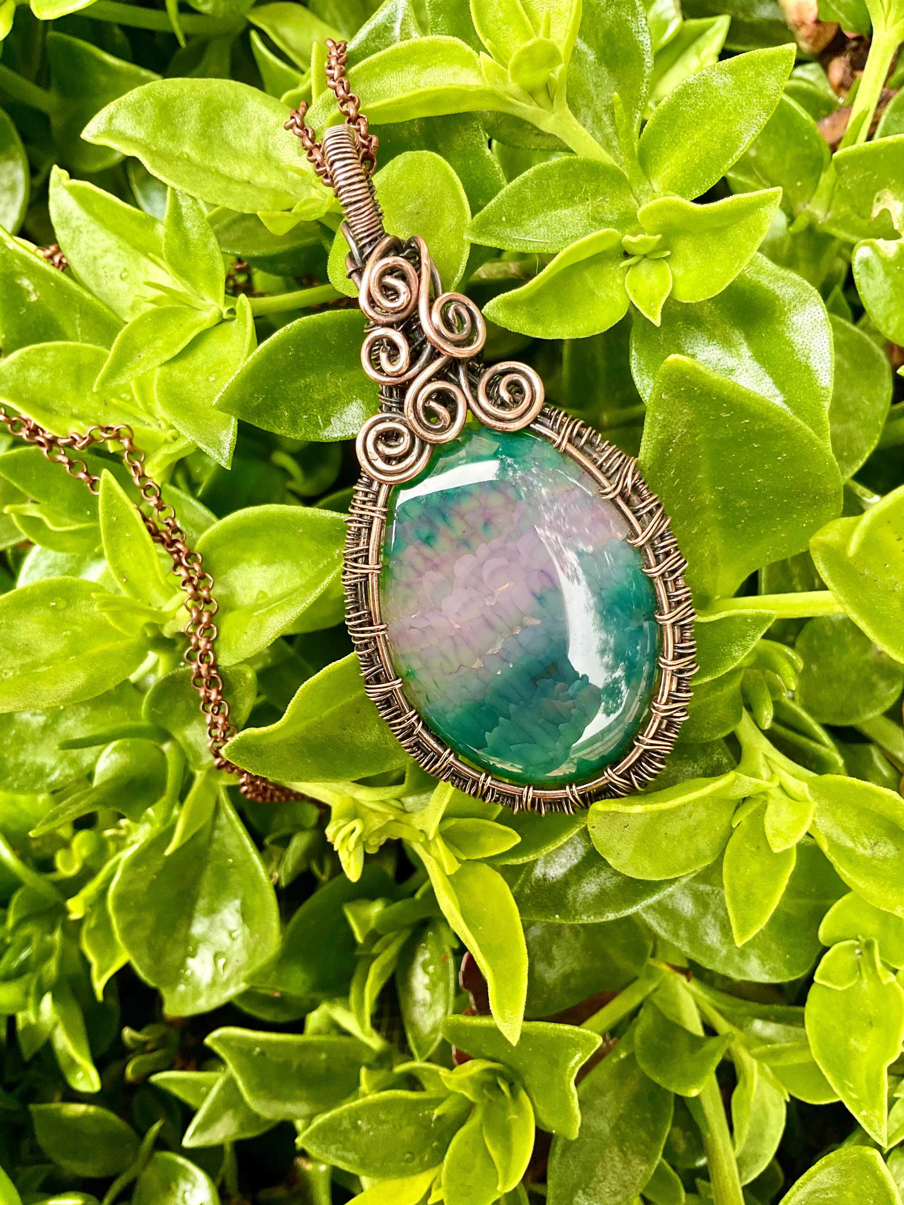 Dragon Vein Agate Wire Wrapped Pendant