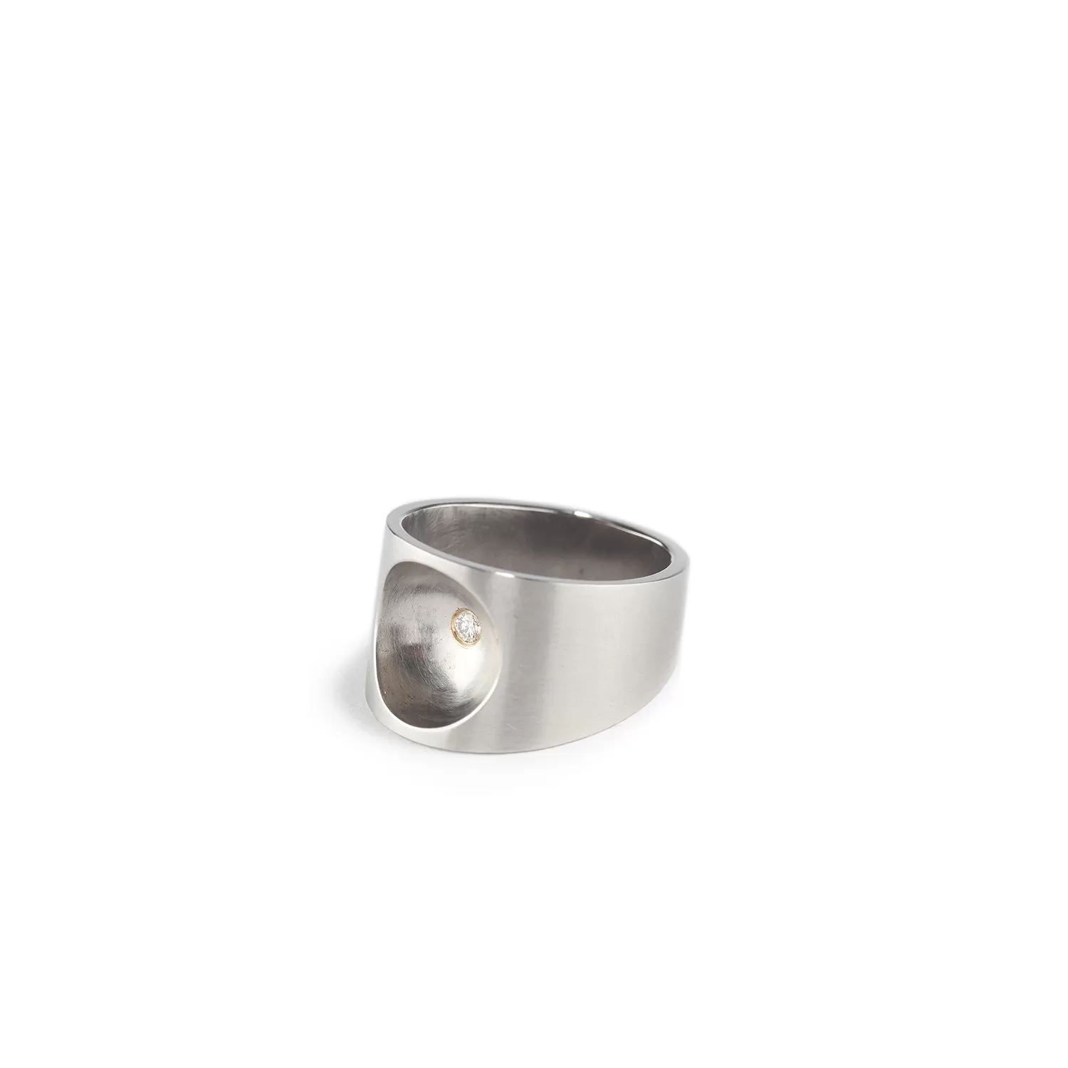 Elli P Ring in Steel with Diamond