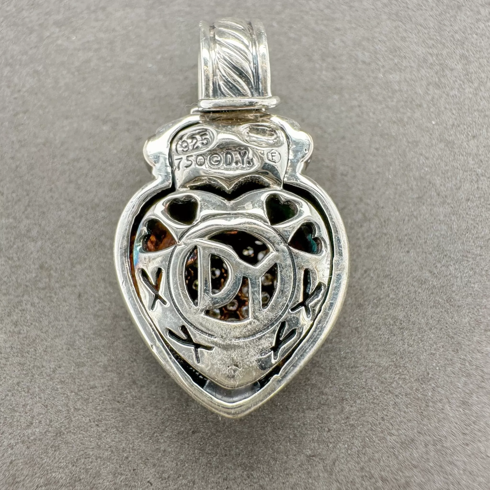 Estate David Yurman SS 18 0.24ctw G-H/SI1 Diamond Cable Heart Pendant