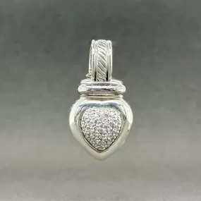 Estate David Yurman SS 18 0.24ctw G-H/SI1 Diamond Cable Heart Pendant