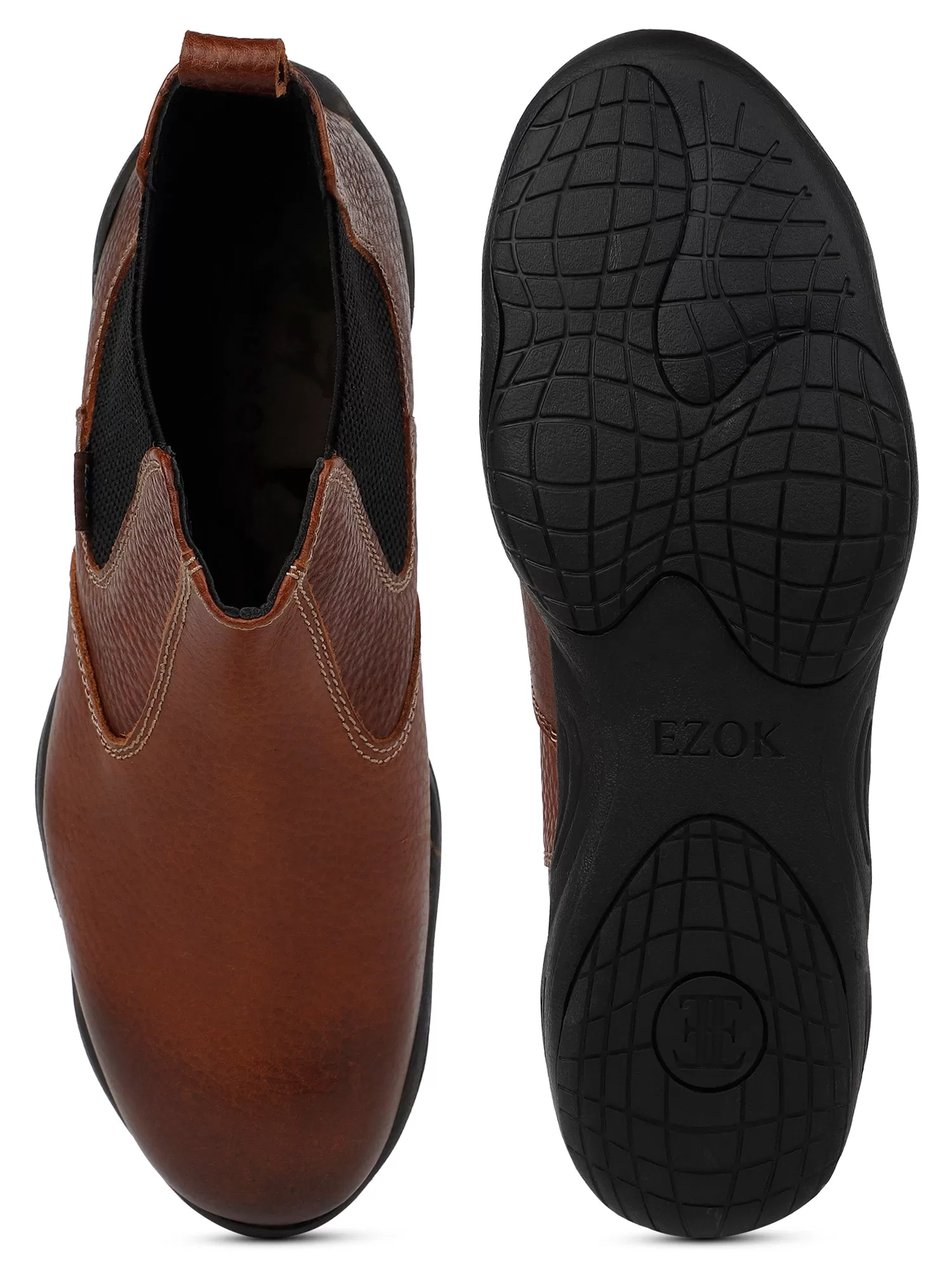 Ezok Tan Strech Casual Chelsea Boots Shoes