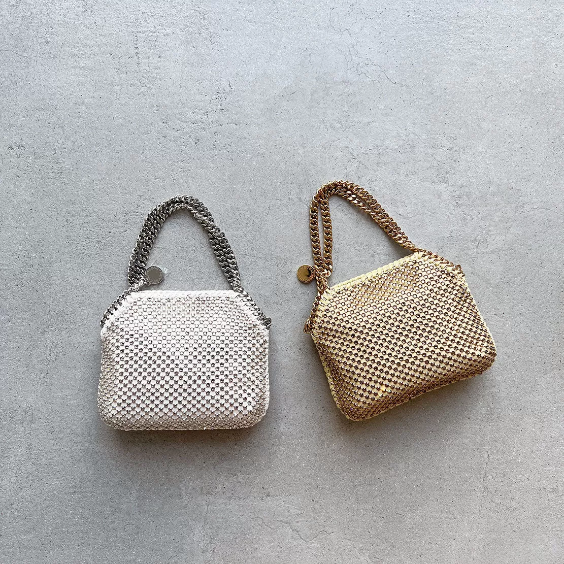 Falabella Mini Evening Crystal Mesh, Honey