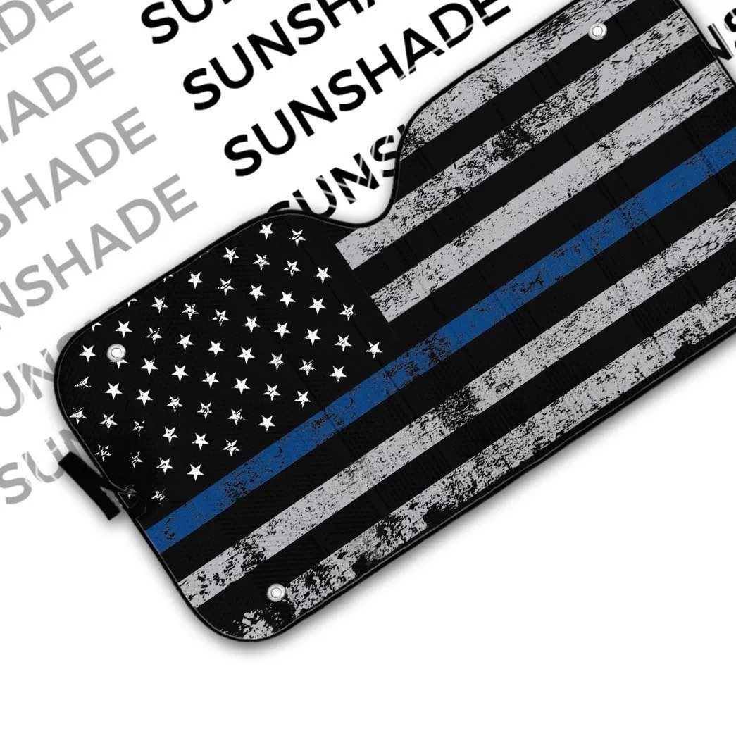 Gearhuman 3D Blue Thin Line American Flag Auto Sunshade